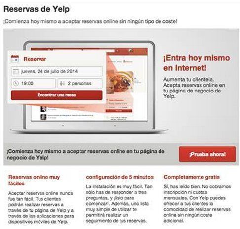 reservar mesa en restaurante con yelp