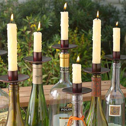 candelabros con botellas de vino Candelabros con botellas de vino