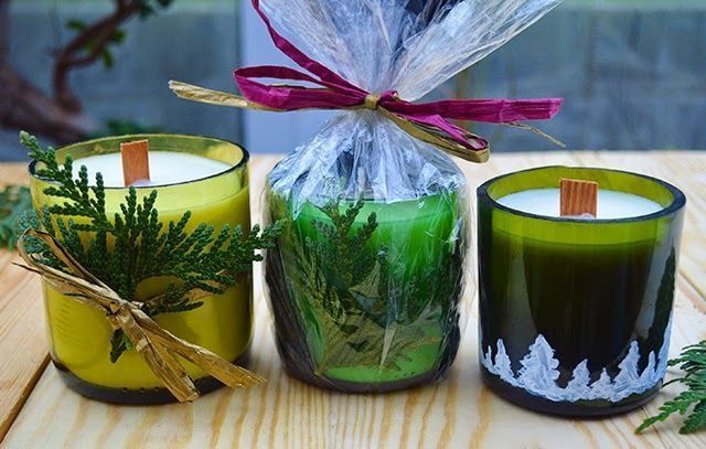 velas de navidad con botellas de vino Velas de navidad con botellas de vino